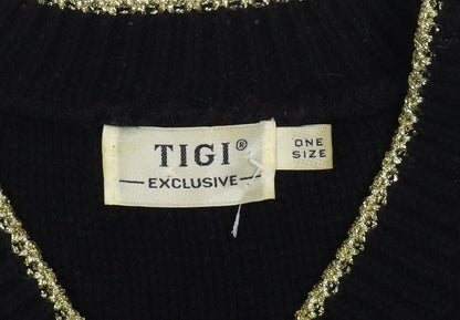 TIGI Exclusive Women's Black V-Neck Pullover Jumper