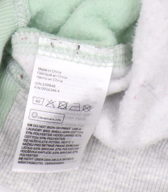 H&M Girls Green Grey Pullover Hoodie, Size 12 Years, Fleece