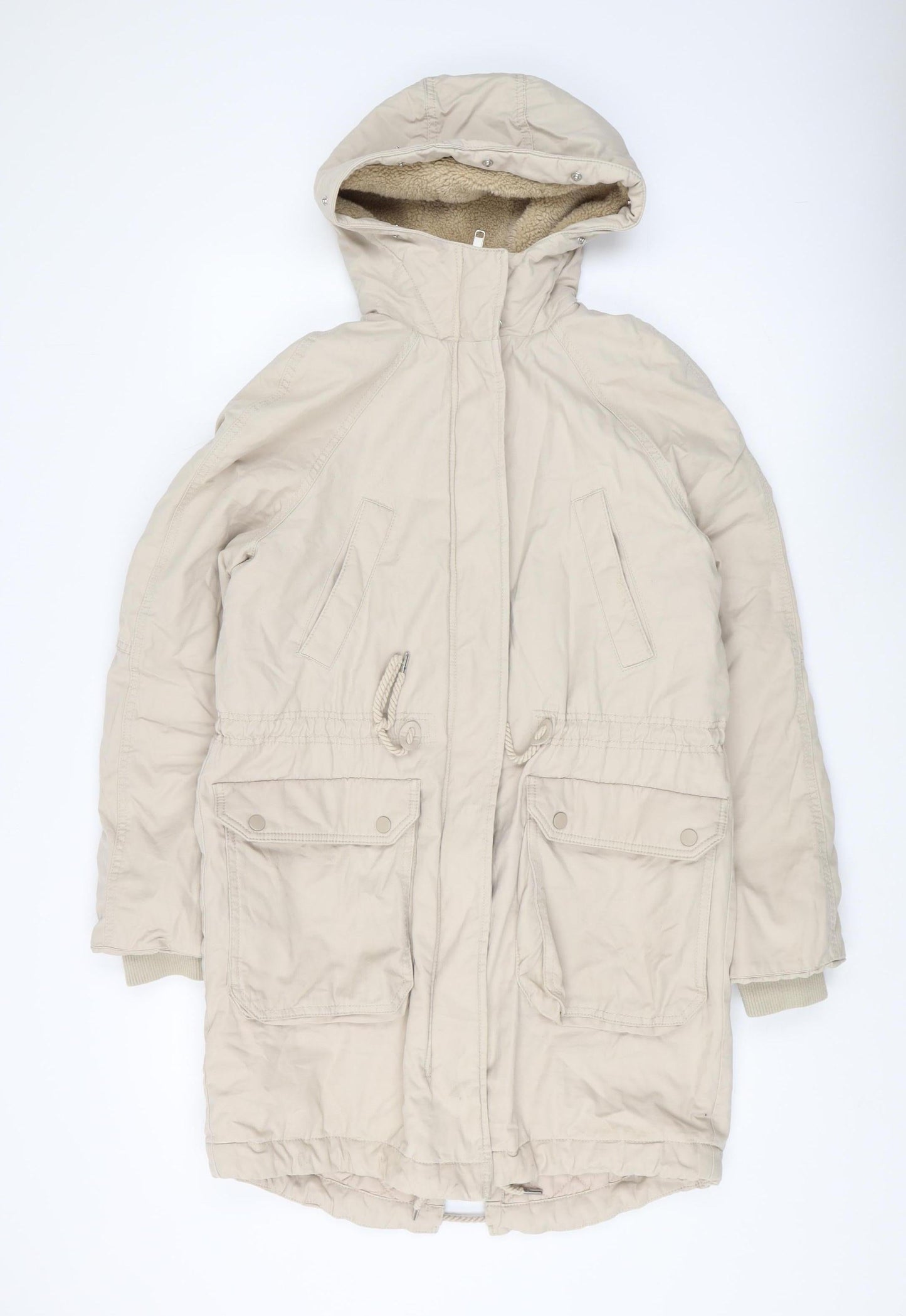 Womens UK Size XS H&M Beige Parka Coat