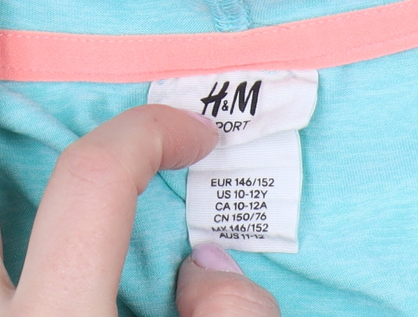 H&M Unisex Kids Blue Hooded Jacket 12 Years Activewear