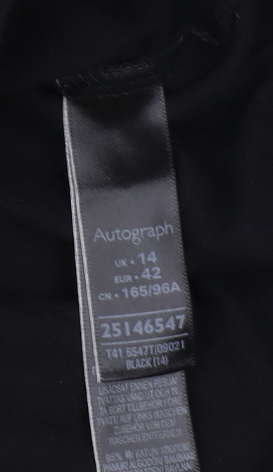 Womens UK Size 14 Marks and Spencer Black Basic T-Shirt