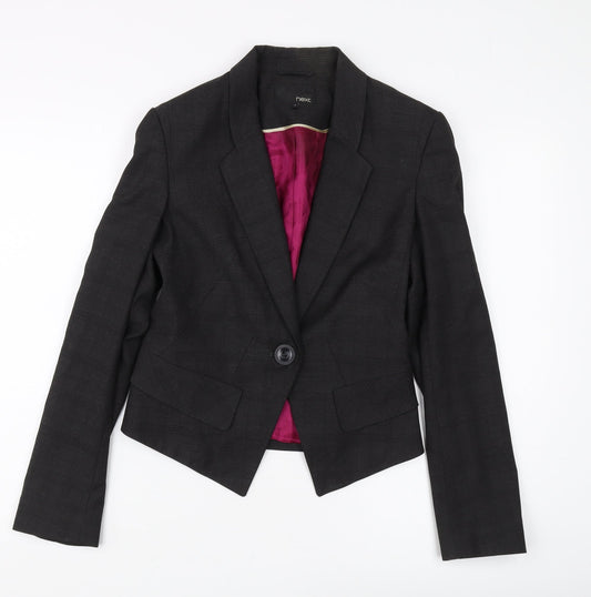 Next Women's Black Check Regular Blazer, Size 8