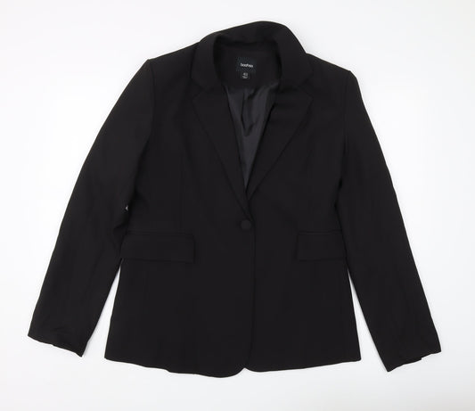 Boohoo Women's Black Regular Fit Blazer, Size 14