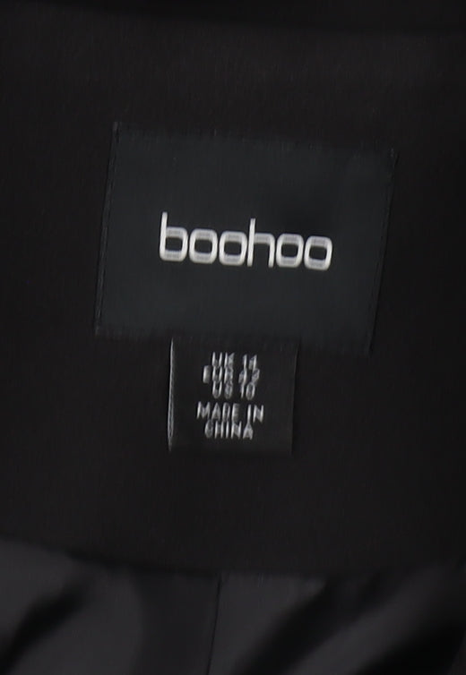 Boohoo Women's Black Regular Fit Blazer, Size 14