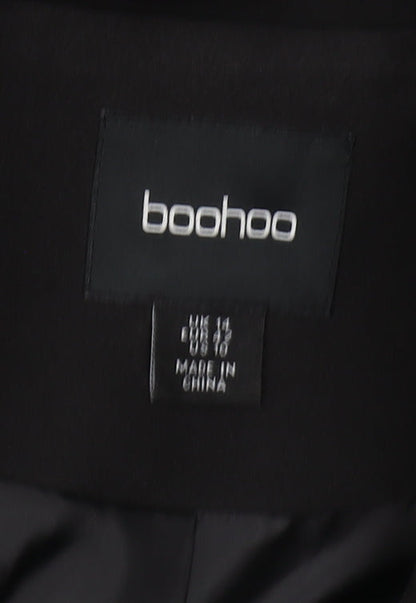 Boohoo Women's Black Regular Fit Blazer, Size 14