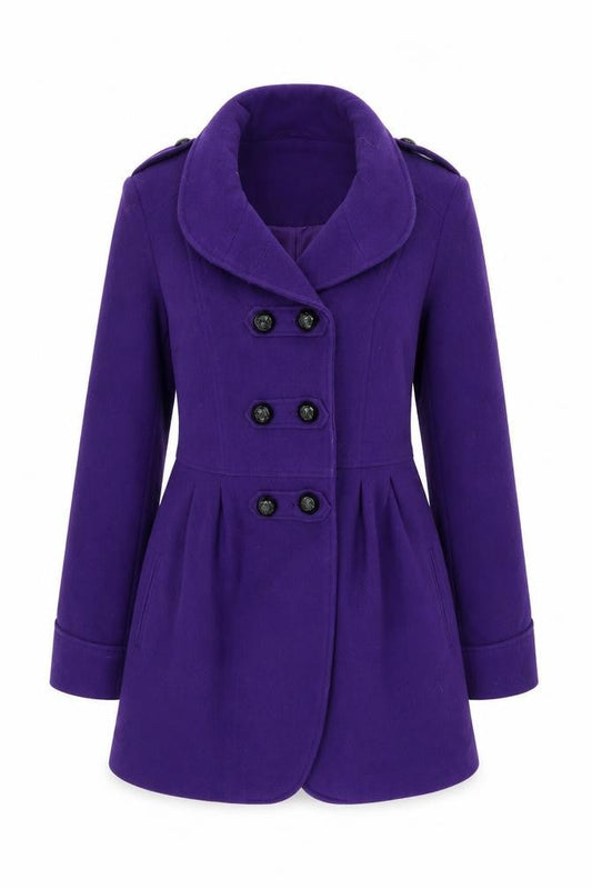 Front view of Vintage Boutique Women's Purple Pea Coat, size 10