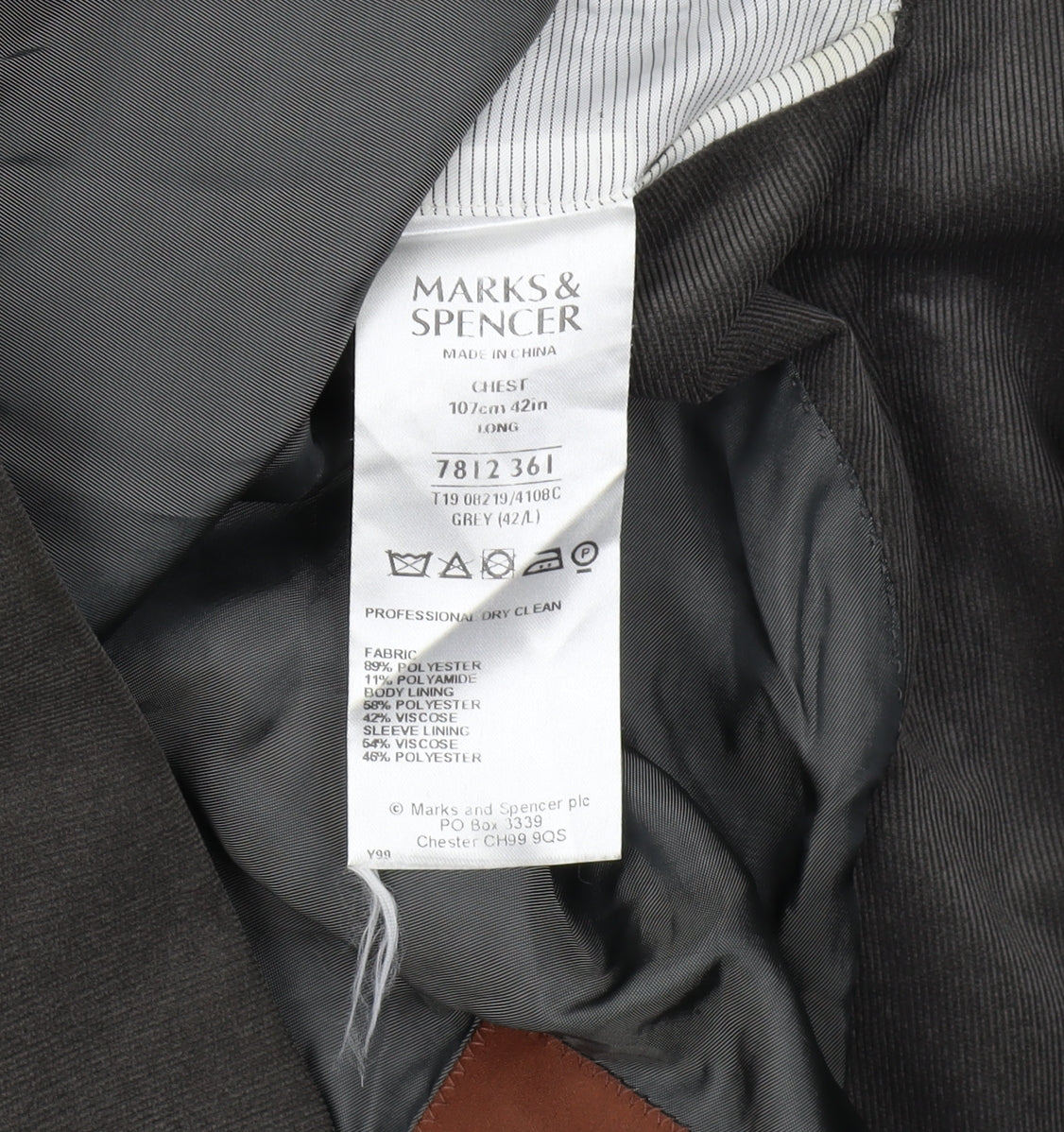 Mens UK Size 42 Marks and Spencer Regular Grey Suit Jacket