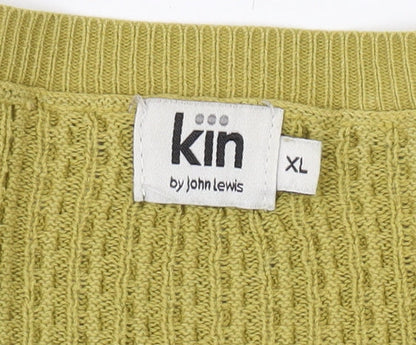 Kin by John Lewis Men's Green XL Waffle Knit Pullover