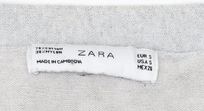 Womens UK Size 8 Zara Grey Cardigan Jumper