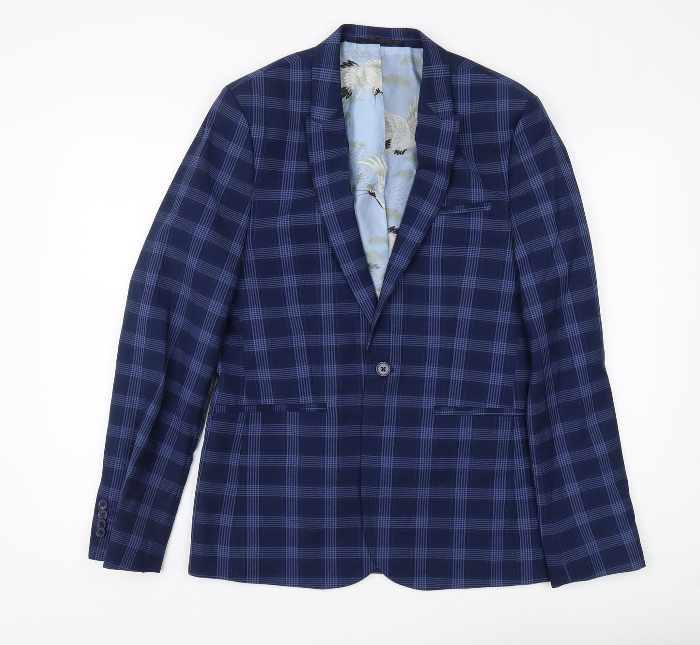 ASOS Men's Blue Check Blazer, Size 38R, Formal Super Skinny Fit