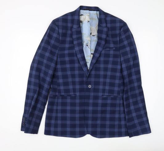 ASOS Men's Blue Check Blazer, Size 38R, Formal Super Skinny Fit