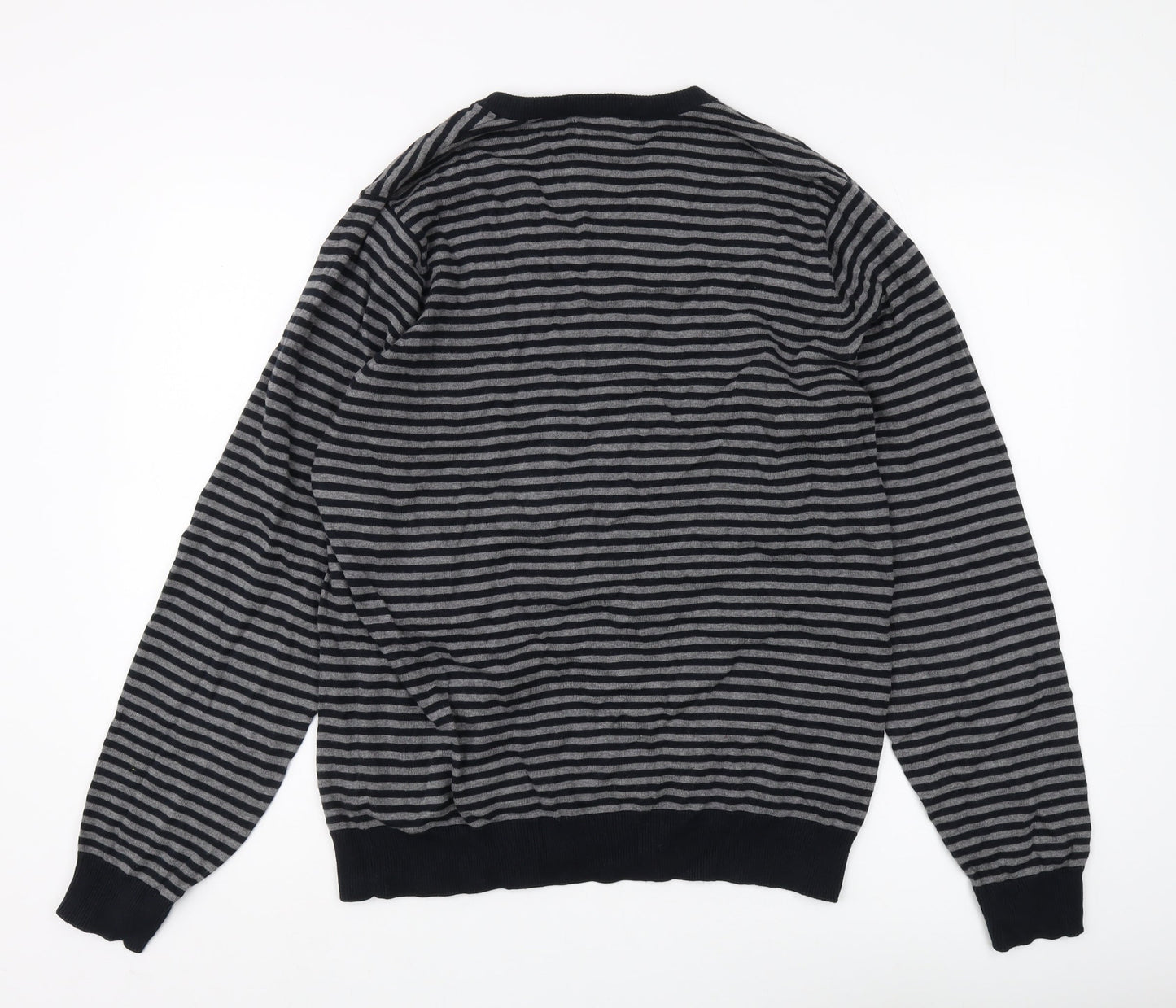 Marks and Spencer Men's Black Striped Pullover Jumper - M