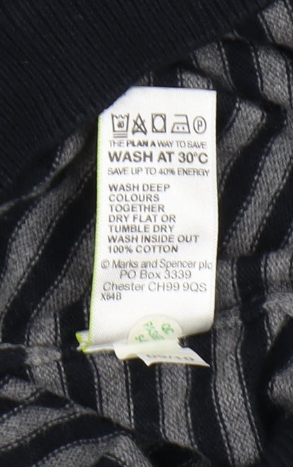 Marks and Spencer Men's Black Striped Pullover Jumper - M