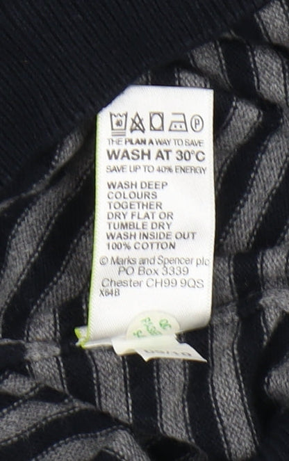 Marks and Spencer Men's Black Striped Pullover Jumper - M