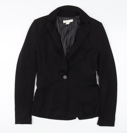 H&M Women's Black Blazer, Size 8, Pinstripe, Regular Fit