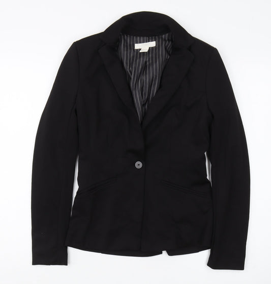 H&M Women's Black Blazer, Size 8, Pinstripe, Regular Fit