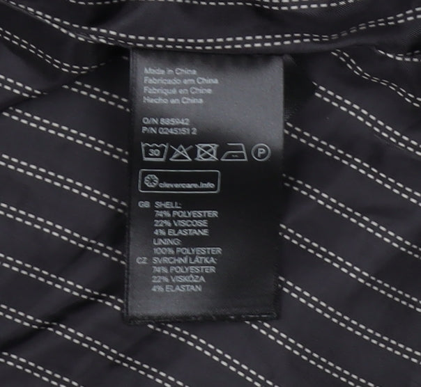 H&M Women's Black Blazer, Size 8, Pinstripe, Regular Fit