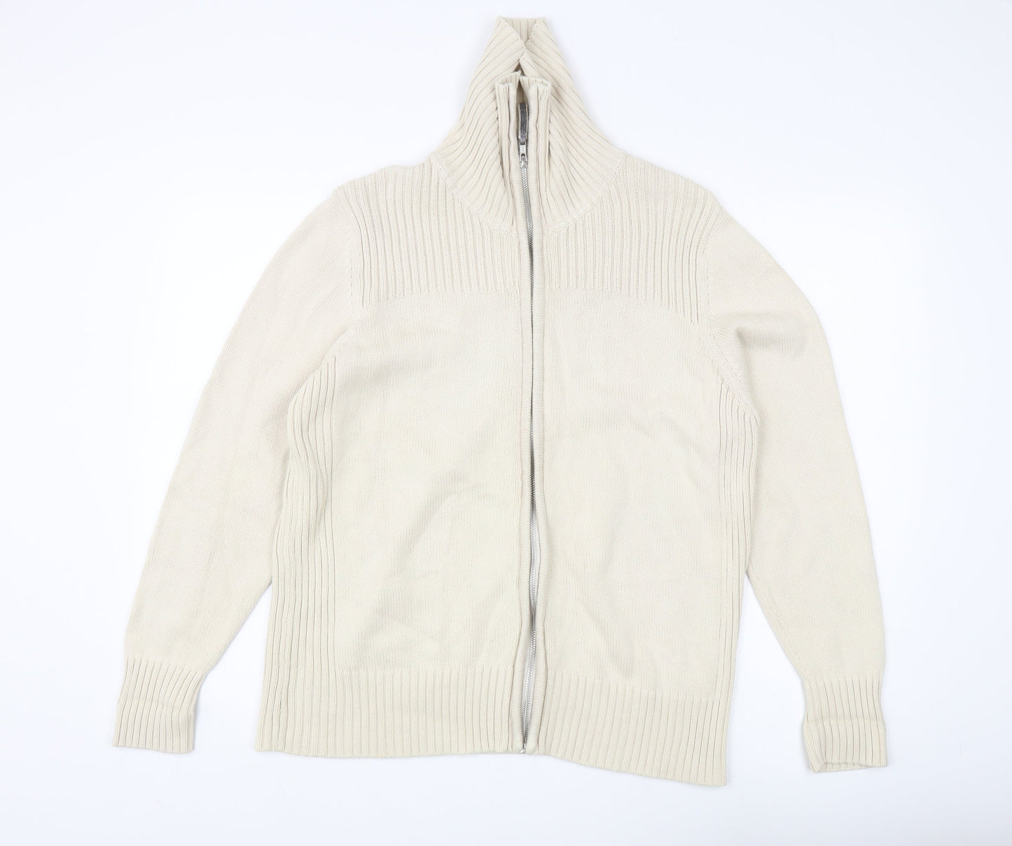 Marks and Spencer Ivory Full Zip Cotton Jumper UK 22