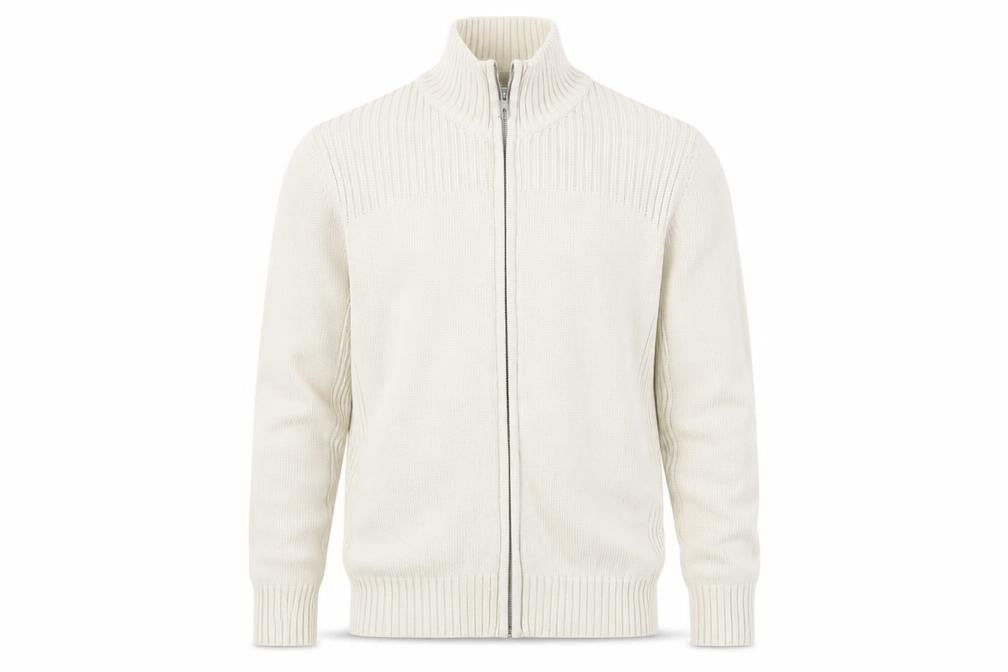 Front view of Marks & Spencer Ivory Full Zip Cotton Jumper UK 22