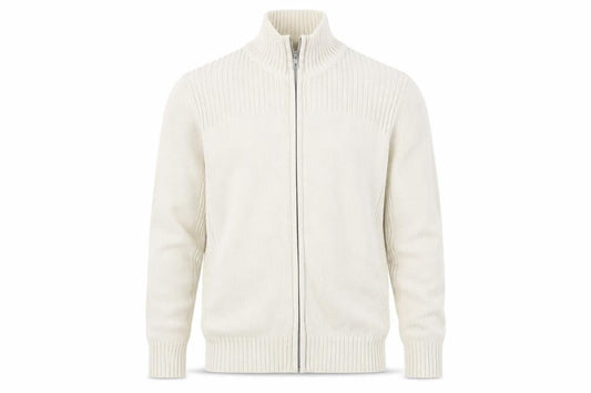 Front view of Marks & Spencer Ivory Full Zip Cotton Jumper UK 22