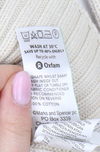 Marks and Spencer Ivory Full Zip Cotton Jumper UK 22