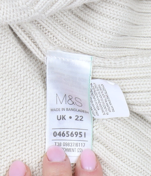Marks and Spencer Ivory Full Zip Cotton Jumper UK 22