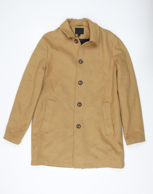 ASOS Men's Beige Overcoat M Wool Blend Classic