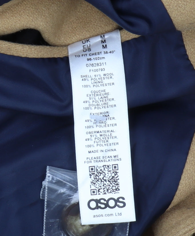 ASOS Men's Beige Overcoat M Wool Blend Classic