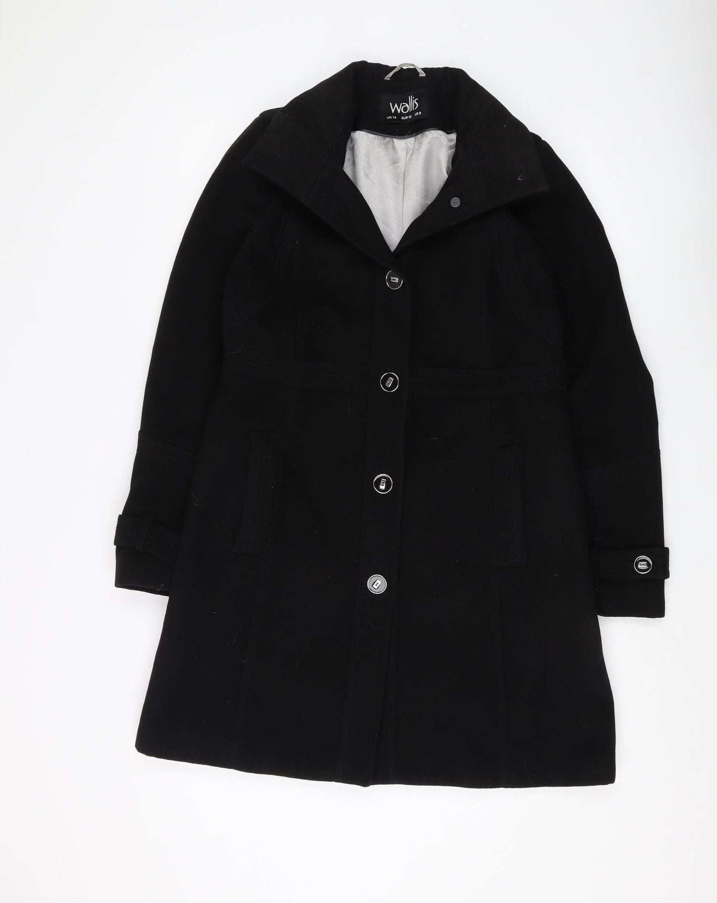 Womens UK Size 10 Wallis Black Overcoat