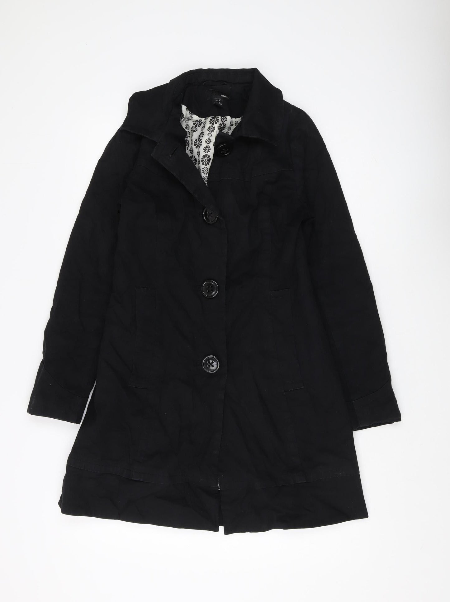 Womens UK Size 10 H&M Black Overcoat