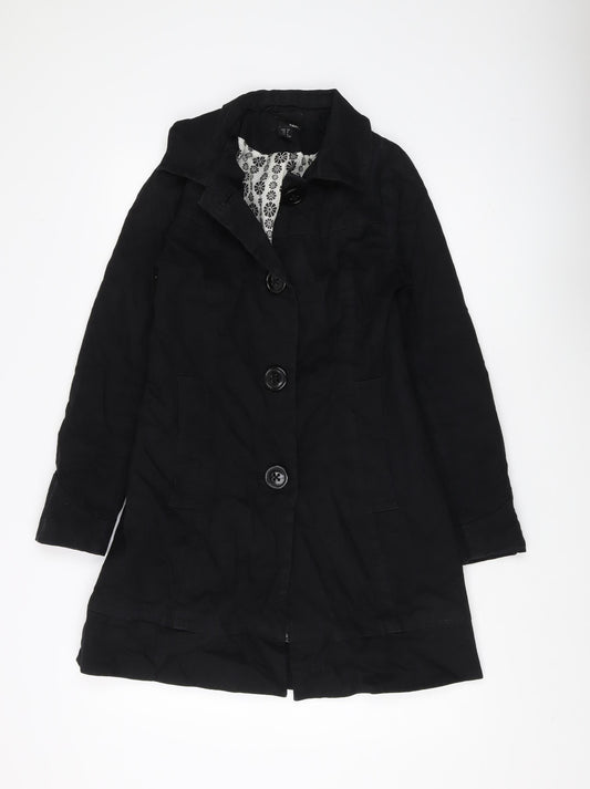 Womens UK Size 10 H&M Black Overcoat