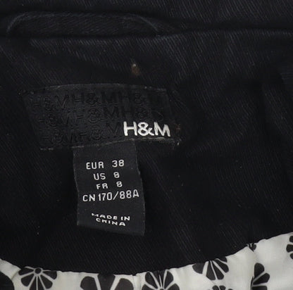 Womens UK Size 10 H&M Black Overcoat