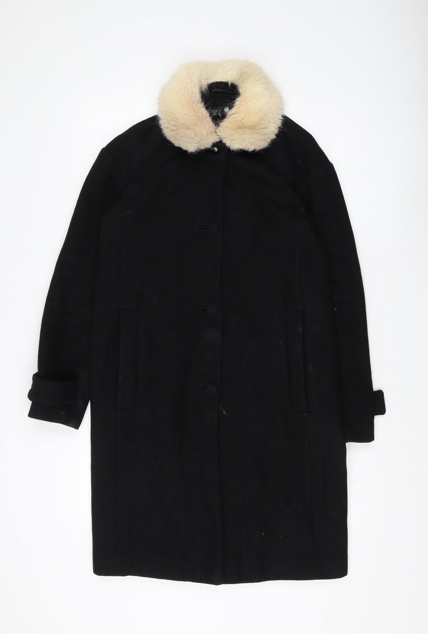 Womens UK Size 6 Topshop Black Overcoat