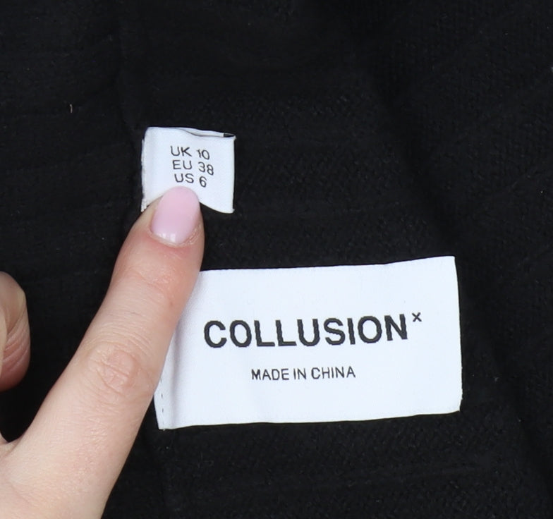 Womens UK Size 10 COLLUSION Black Pullover Jumper