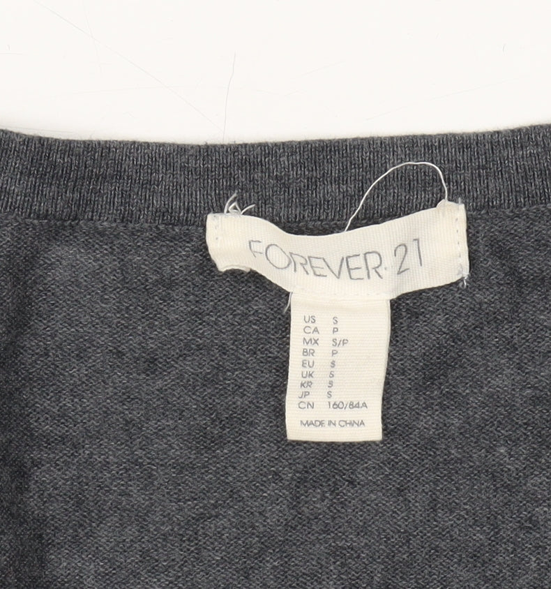 Forever 21 Women's Grey V-Neck Cardigan, Size S