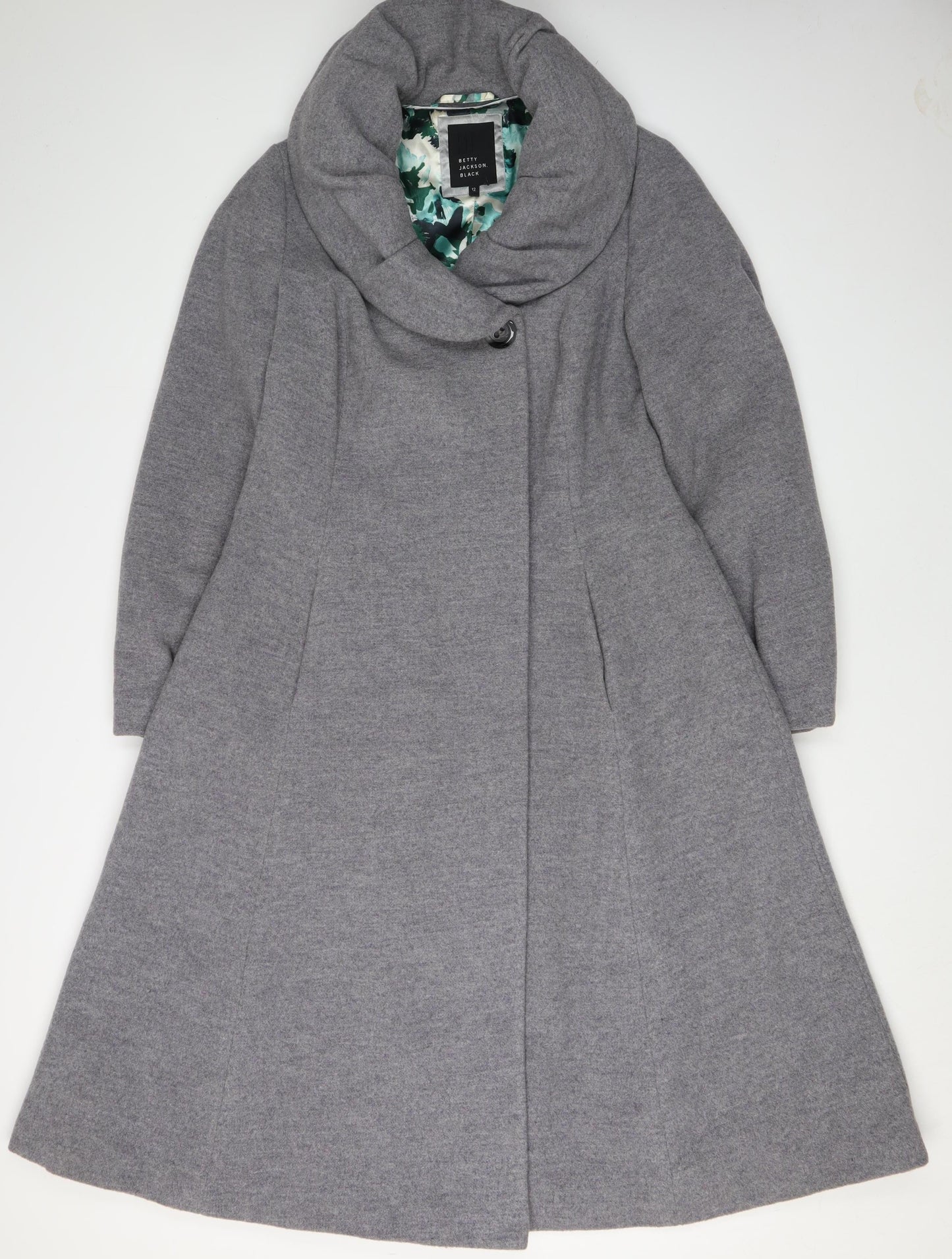Womens UK Size 12 Betty Jackson Black Grey Overcoat