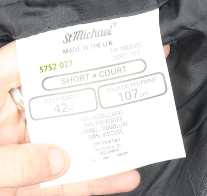 Mens UK Size 42 St Michael Regular Grey Suit Jacket