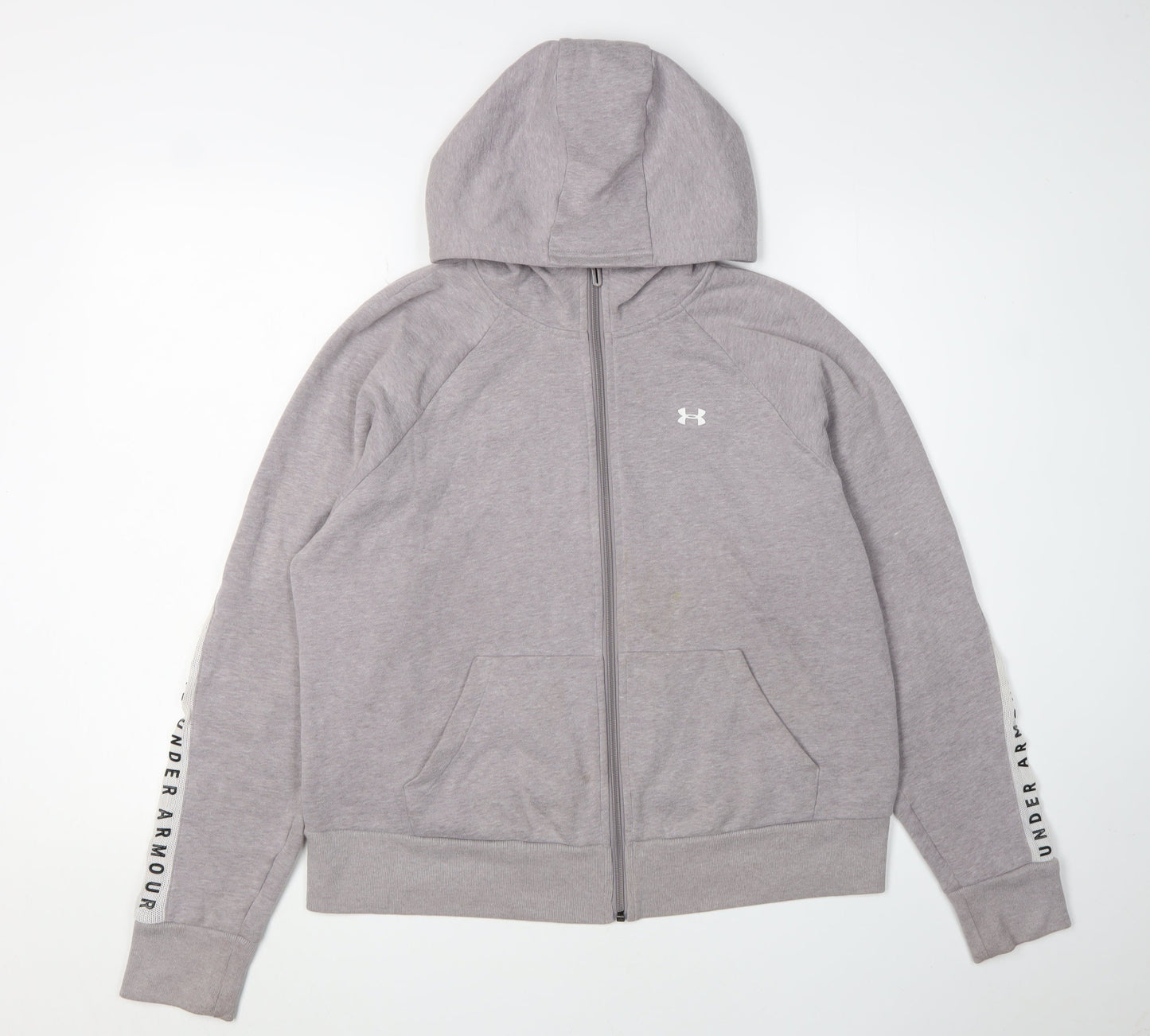 Under Armour Men's Grey Full Zip Hoodie, L, Logo Accent