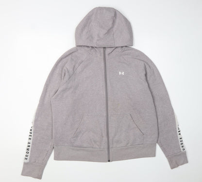 Under Armour Men's Grey Full Zip Hoodie, L, Logo Accent