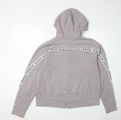 Under Armour Men's Grey Full Zip Hoodie, L, Logo Accent