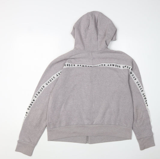Under Armour Men's Grey Full Zip Hoodie, L, Logo Accent