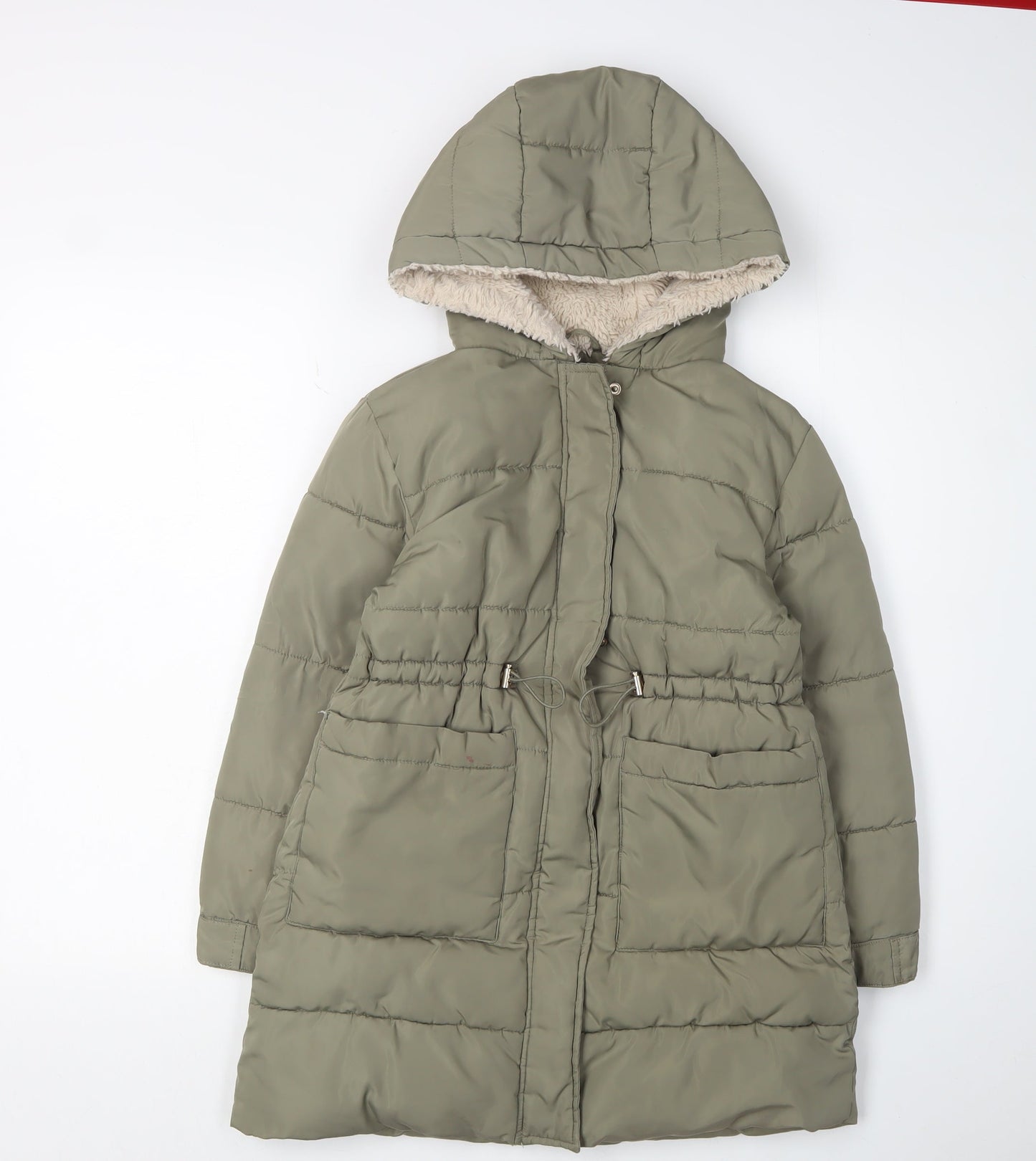 Zara Girls Green Puffer Jacket - Size 9 Years - Autumn Winter Style