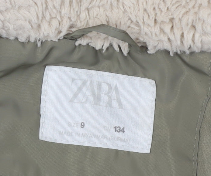 Zara Girls Green Puffer Jacket - Size 9 Years - Autumn Winter Style