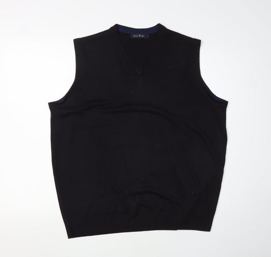 James Pringle Men's Black Vest, L - Acrylic V-Neck Jumper