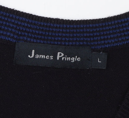 James Pringle Men's Black Vest, L - Acrylic V-Neck Jumper