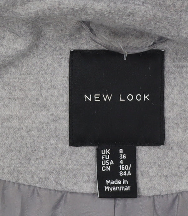 Womens UK Size 8 New Look Grey Overcoat