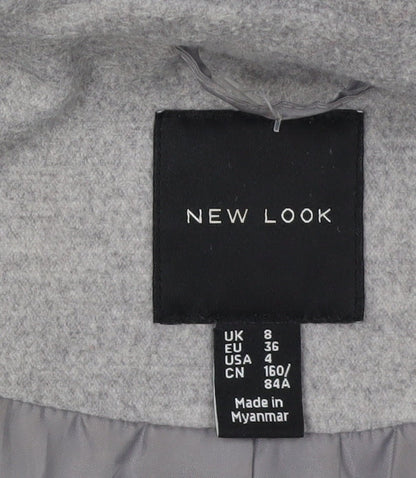 Womens UK Size 8 New Look Grey Overcoat