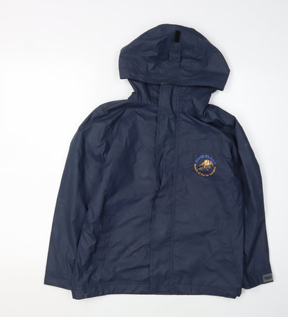 Boys Diggerland Blue Rain Coat, Hooded, 9-10 Years, Lightweight Jacket