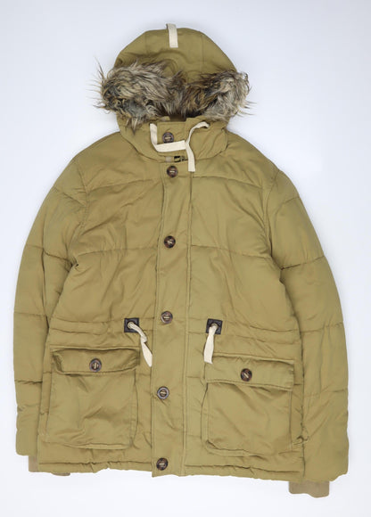 ASOS Men's Brown Hooded Puffer Jacket Size M Casual