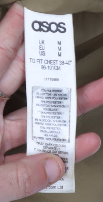 ASOS Men's Brown Hooded Puffer Jacket Size M Casual